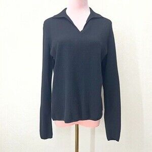 Charter Club 2-Ply Cashmere Long Sleeve Black Pullover Sweater Womens Size M